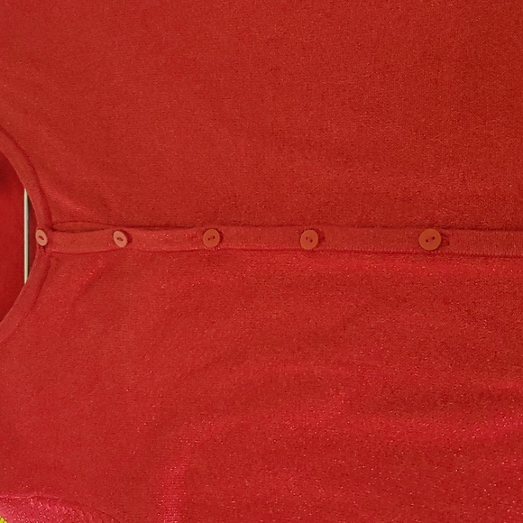 Metallic Red Button up Sweater by Liz Claiborne Petite - Picture 9 of 11